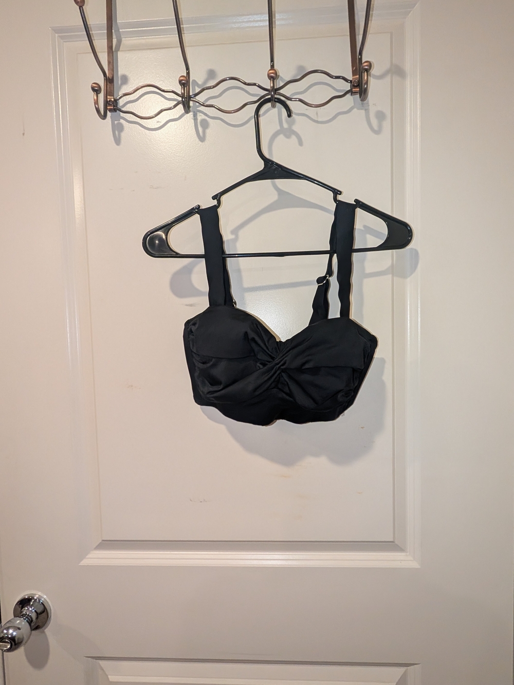 RARE LFEN Vixen By Micheline Pitt Black Twist-Front Bikini Top with Wide Straps